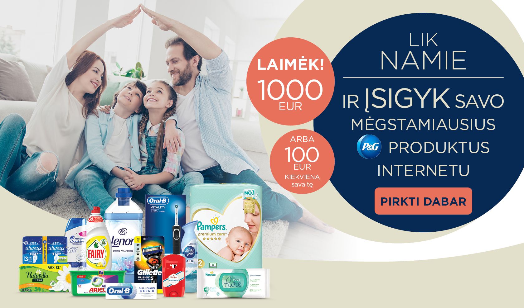 Pirk P&G prekes internetu, registruokis ir LAIMĖK!