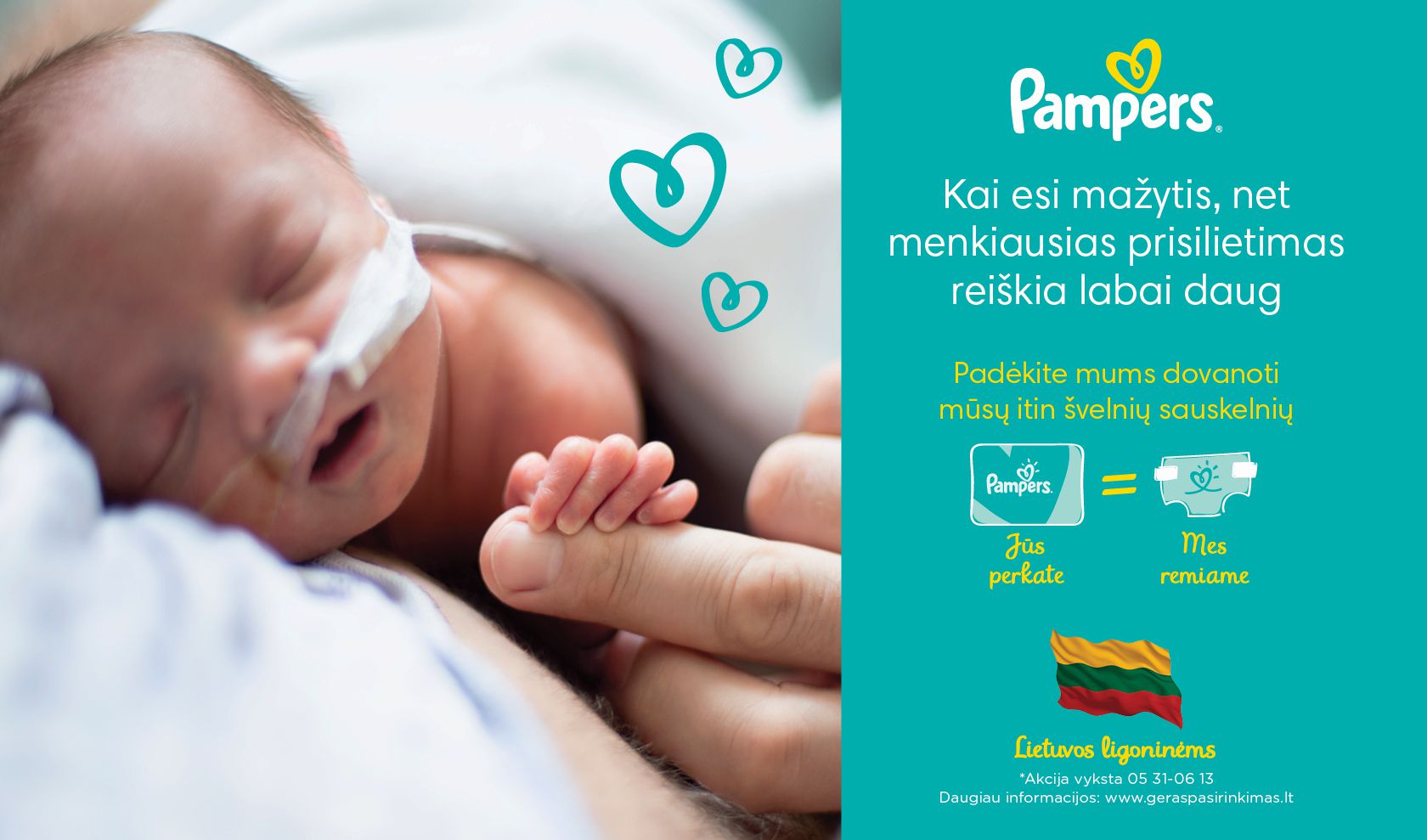 1 Pampers pakuotė - paaukotos sauskelnės!